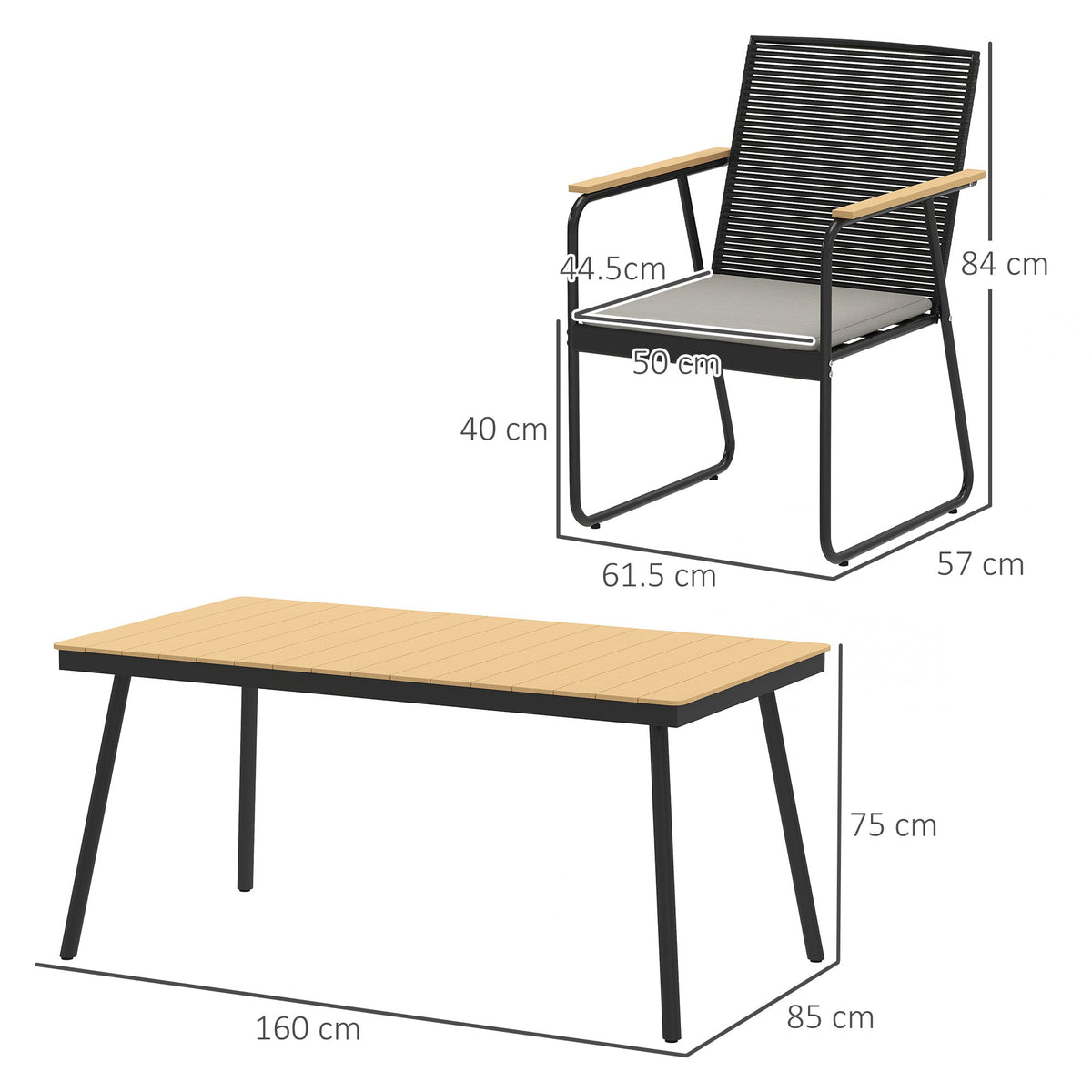 Outsunny 6 Seater Garden Dining Set with Cushions Rattan Backrest