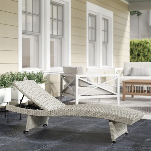 Outsunny PE Rattan Sun Lounger with 4-Level Adjustable Backrest