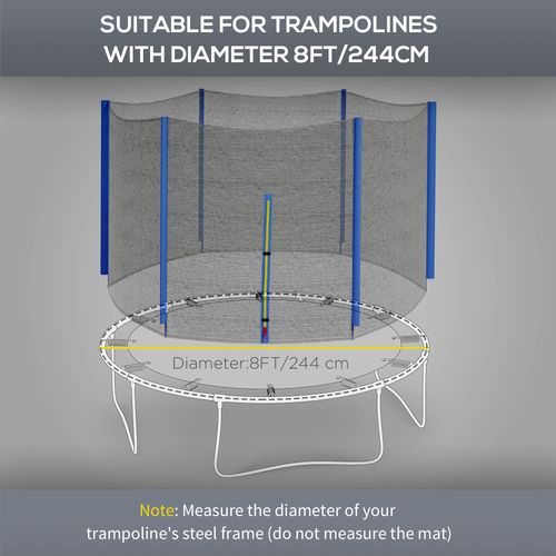 SPORTNOW 8ft Trampoline Net Replacement Safety Net with Zipped Door