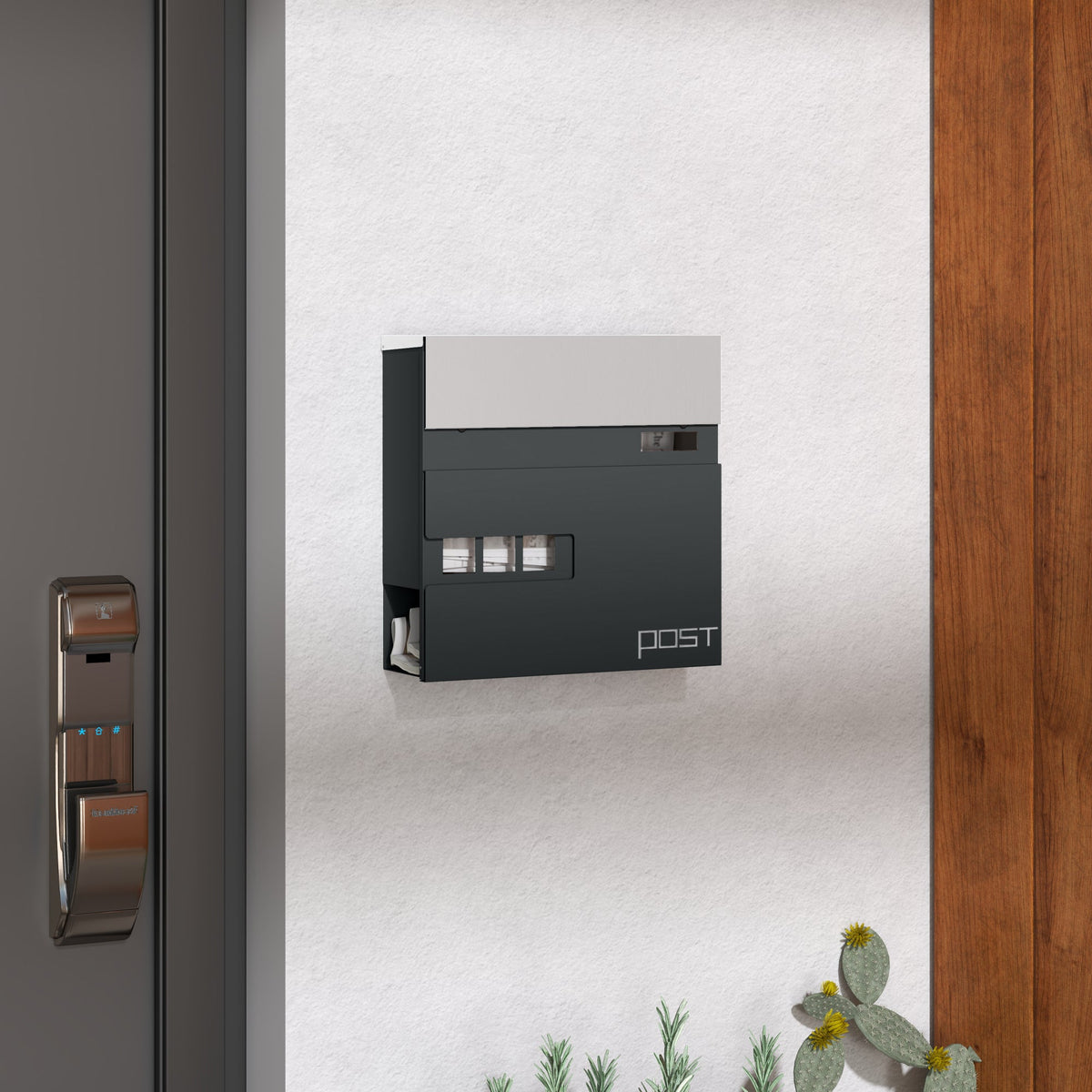 HOMCOM Wall Mounted Post Box, Weatherproof Letterbox with Lock