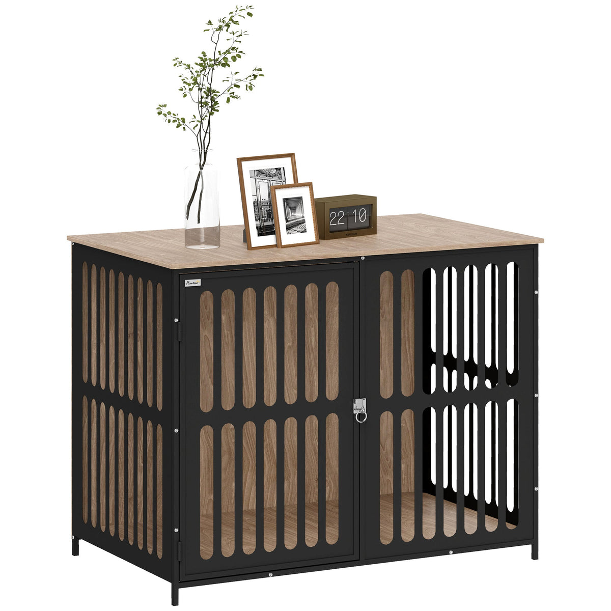 PawHut Dog Crate Furniture with Anti-Chew Resistant Mesh for Medium Dogs