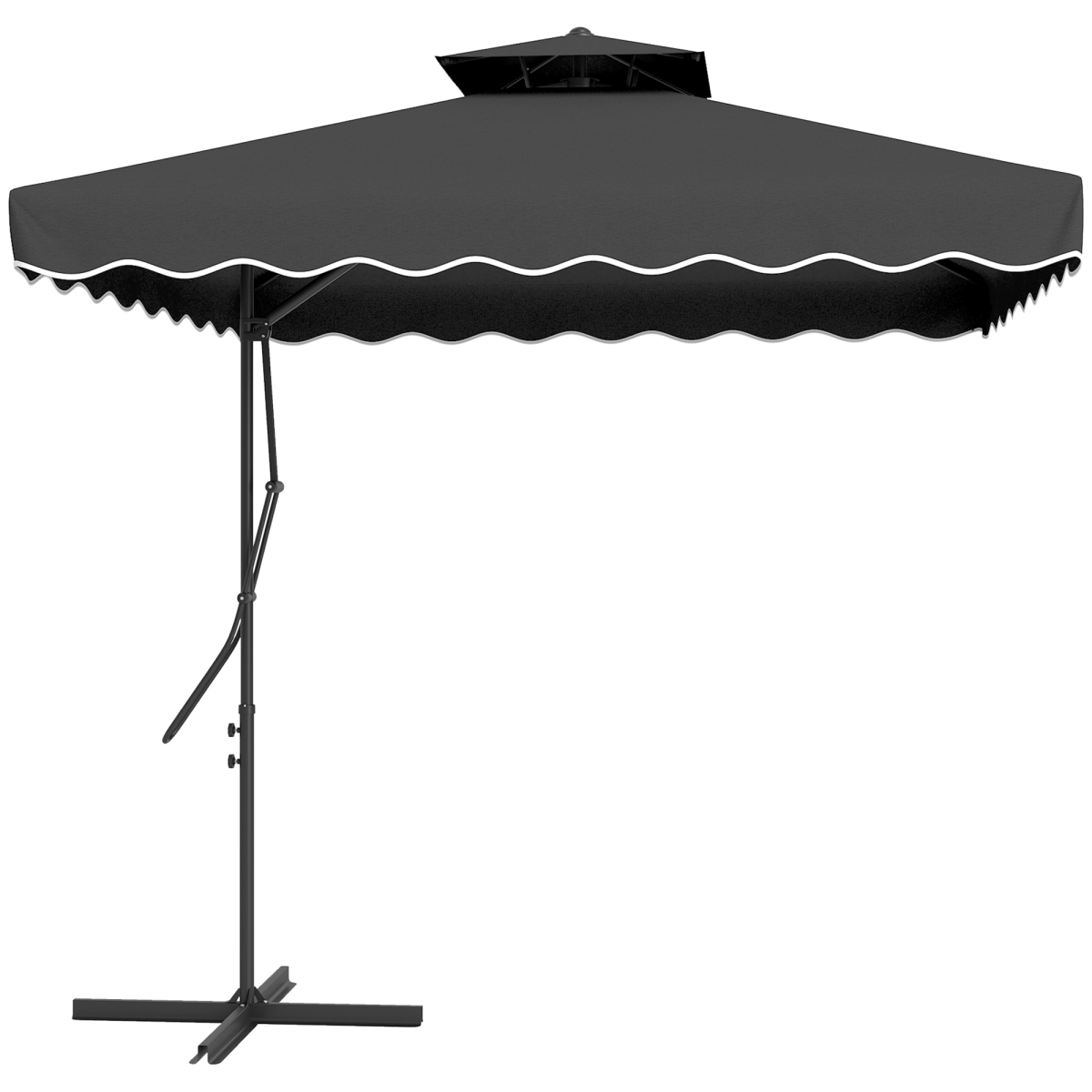 Outsunny 2.5m Cantilever Garden Parasol Umbrella with Cross Base