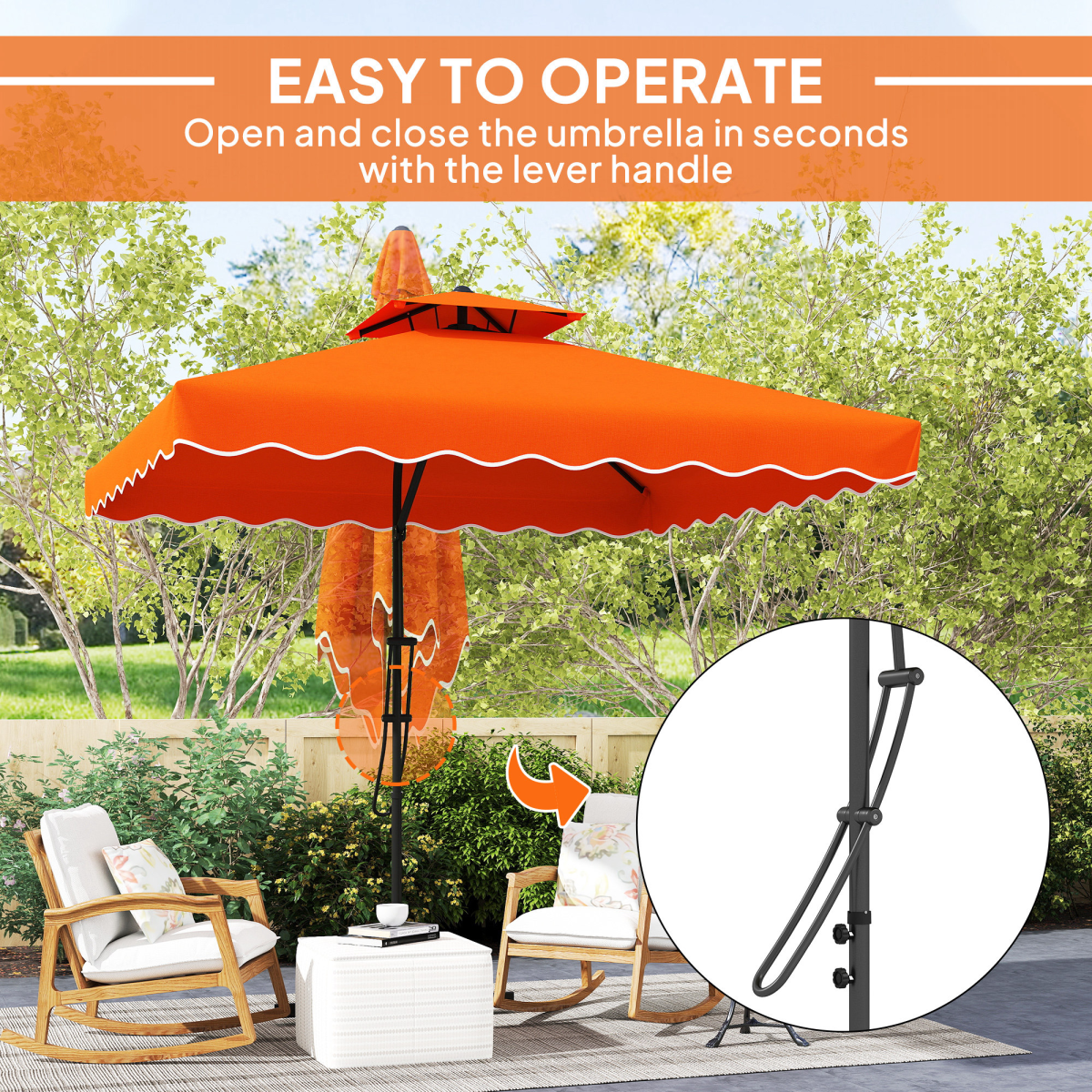 Outsunny 2.5m Cantilever Garden Parasol Umbrella with Cross Base