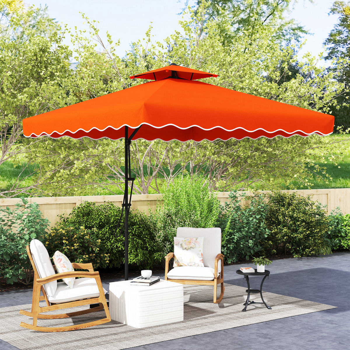 Outsunny 2.5m Cantilever Garden Parasol Umbrella with Cross Base