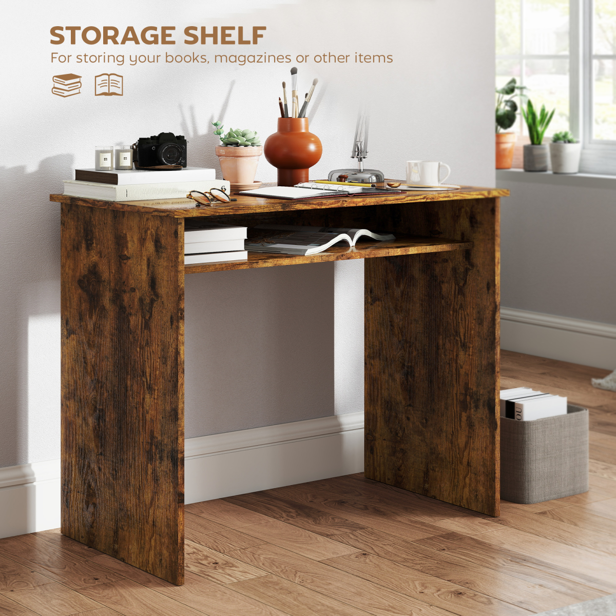 HOMCOM Computer Desk Writing Table Study Workstation Storage