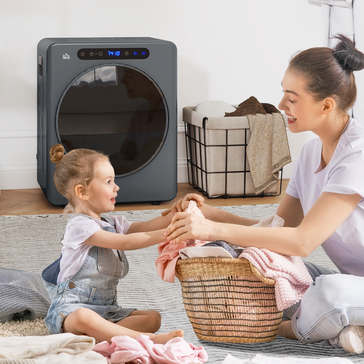 HOMCOM 4kg Portable Vented Tumble Dryer Machine with Timer, 6 Heat Settings