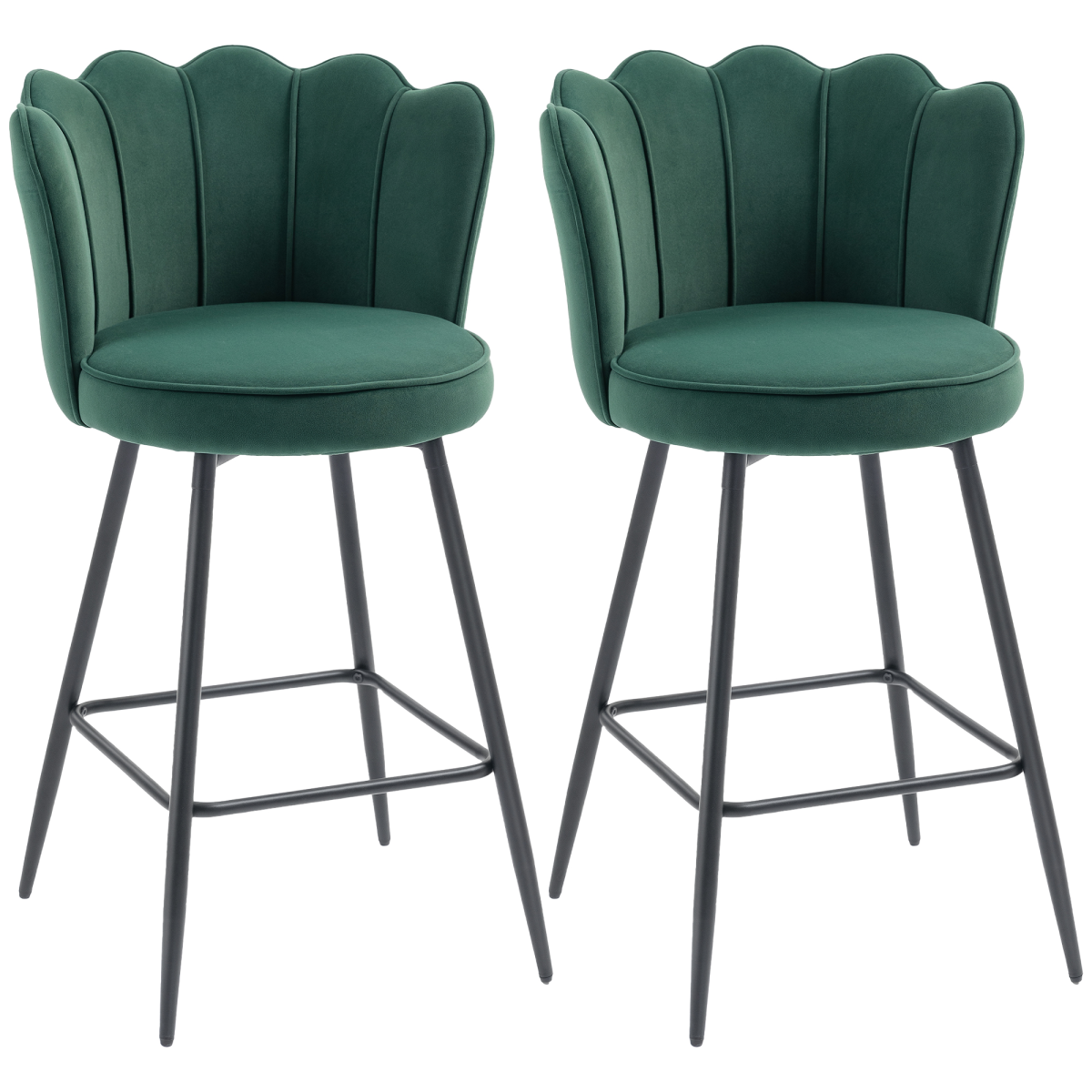 HOMCOM Barstools with Petal Backrest for Kitchen Island
