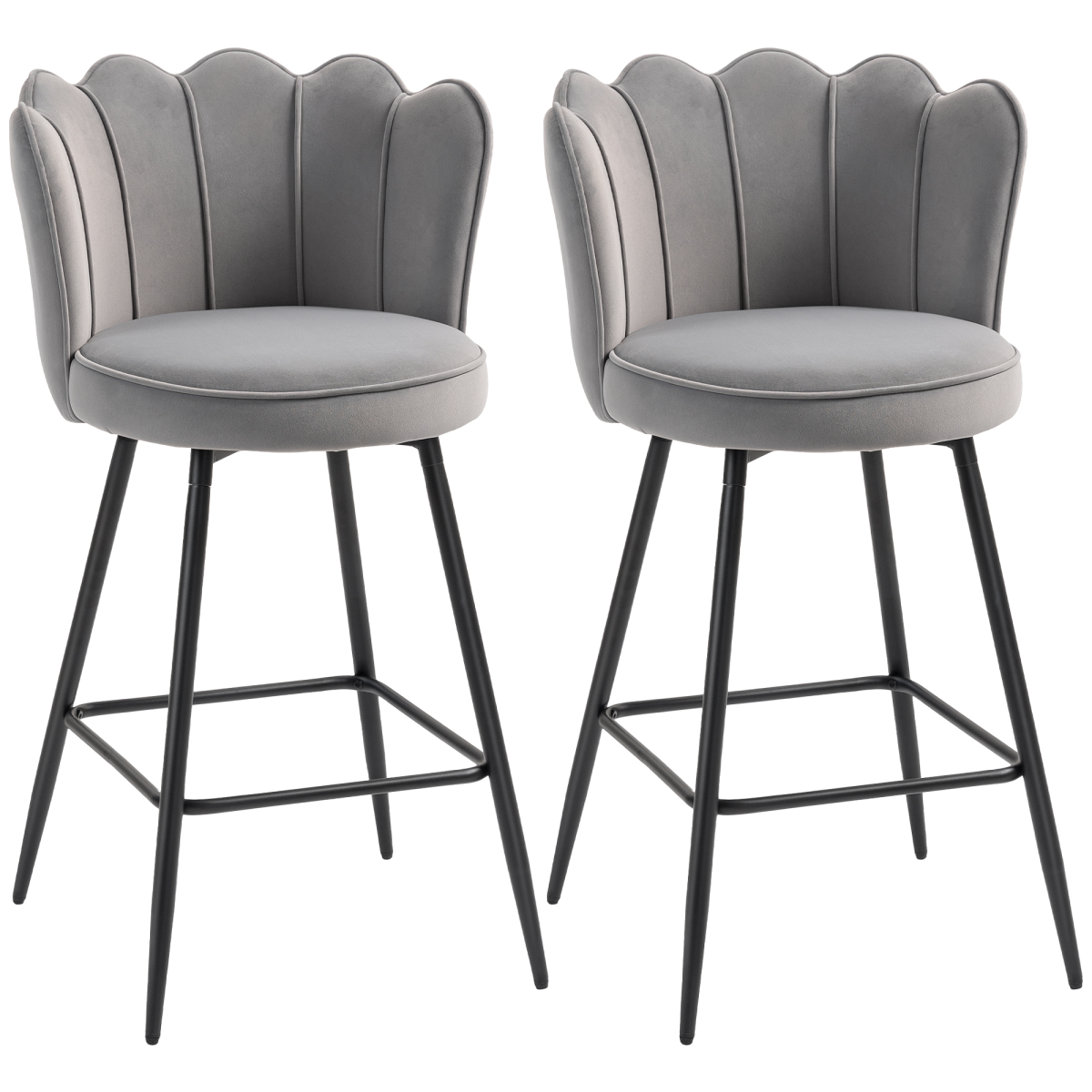 HOMCOM Barstools with Petal Backrest for Kitchen Island
