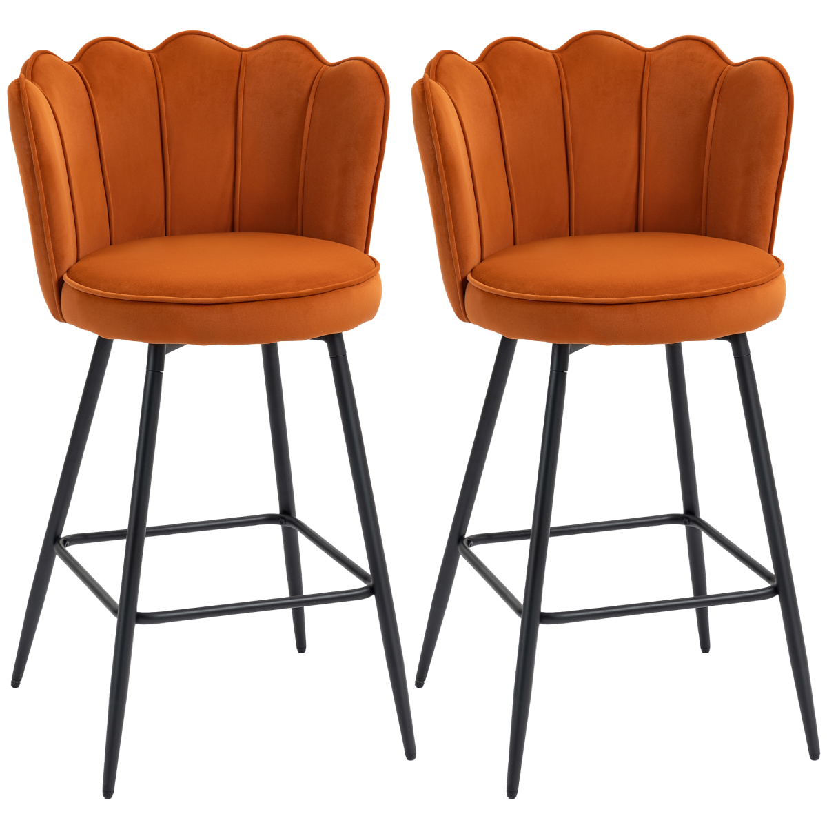 HOMCOM Barstools with Petal Backrest for Kitchen Island