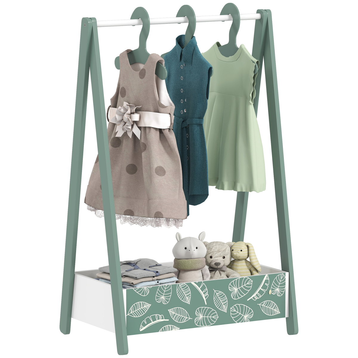 AIYAPLAY Baby Clothing Rack with Hangers, Shelf, Kids Clothes Rail