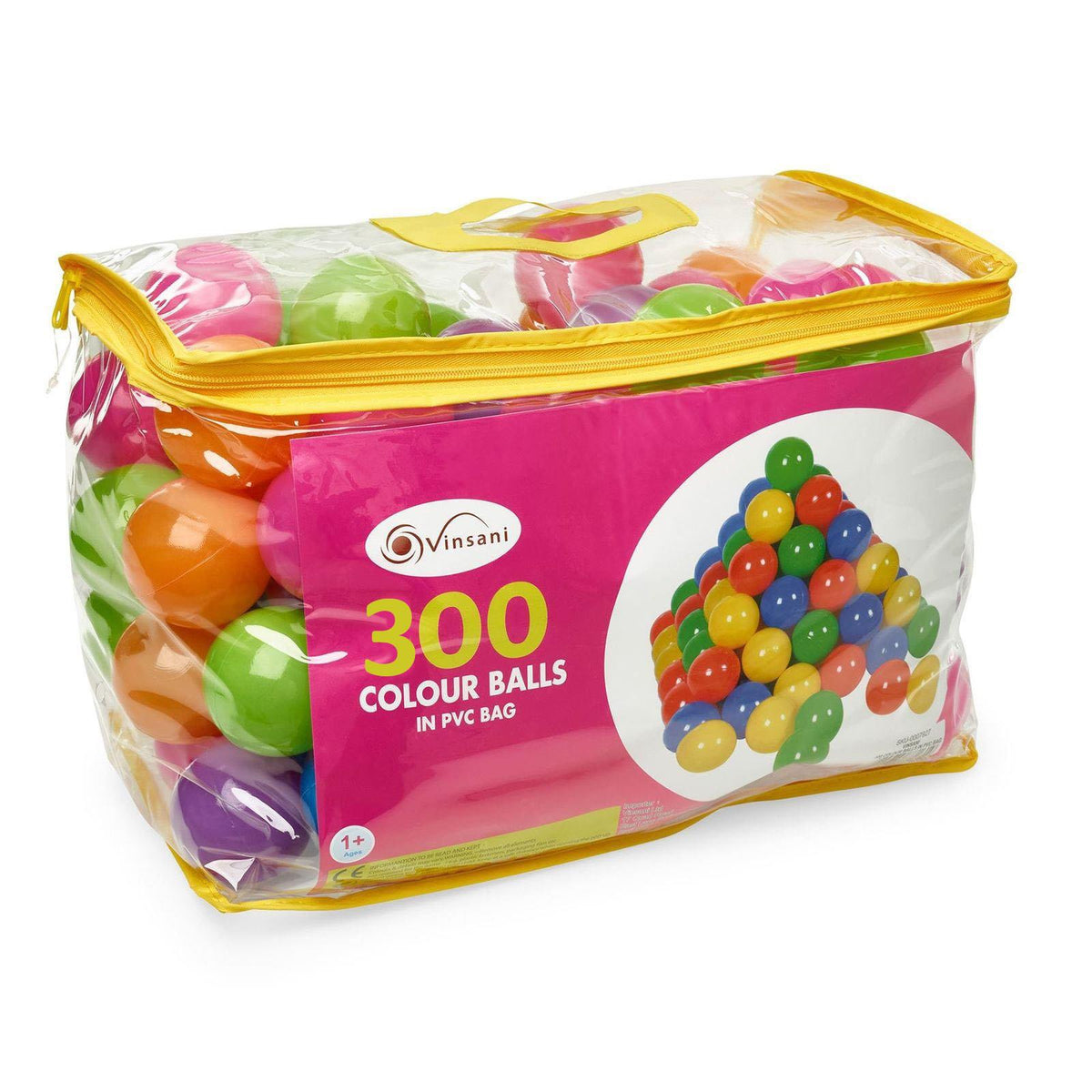 Vinsani Multicoloured Soft Plastic Play Pit Balls Non Toxic and BPA Free with Clear PVC Carry Bag for Indoor Outdoor Swimming Pool Ball pit Trampoline Play