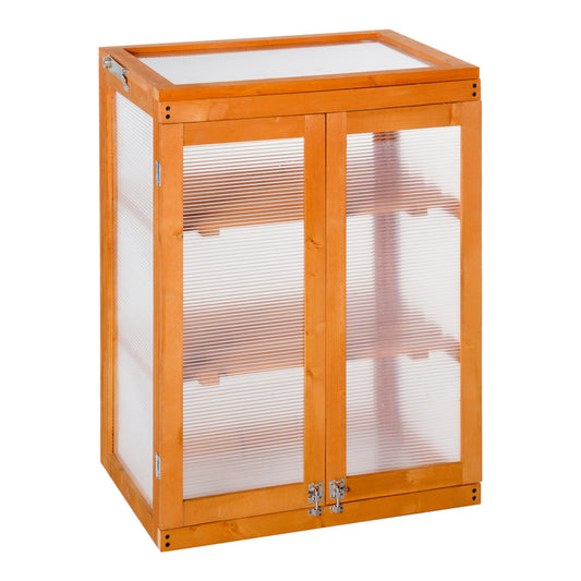 Outsunny  3-Tier Outdoor Garden Wooden Greenhouse, 58x44x78 cm Natural wood finish 58cm x 44cm x 78cm