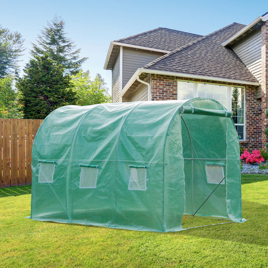 Outsunny  3x2 m Polytunnel Walk-in Greenhous-Green Green 300cm x 200cm x 200cm