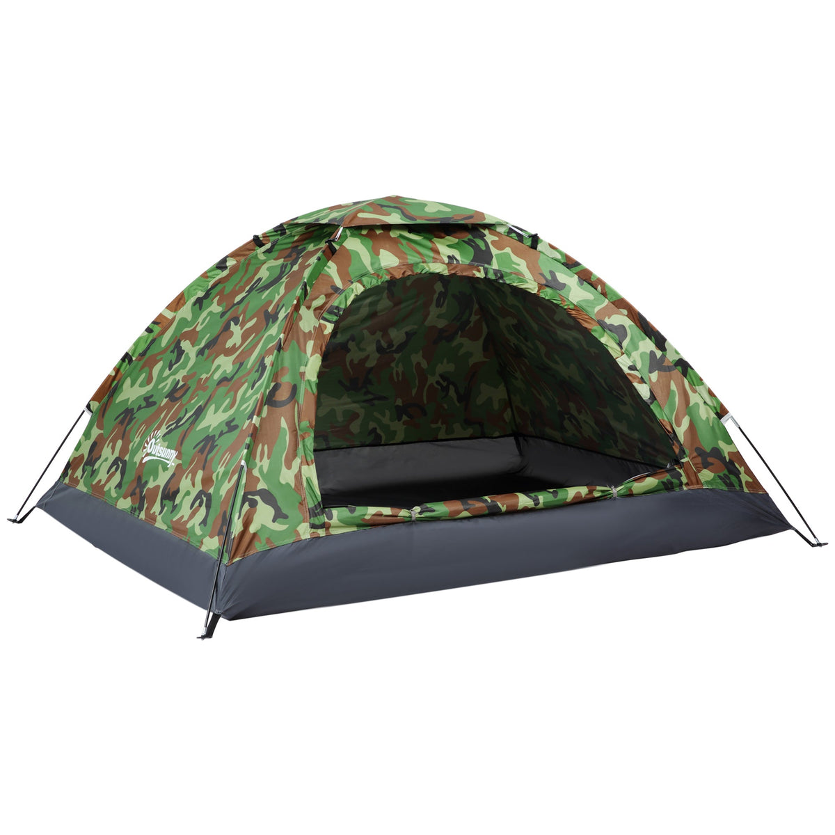 Outsunny 2 Person Camping Tent, Dome Tent with Zipped Doors, Storage Pocket, Portable Handy Bag