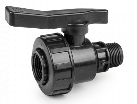 IBC 2” S60X6 Cap with Large Plastic Valve and MDPE Straight 25mm