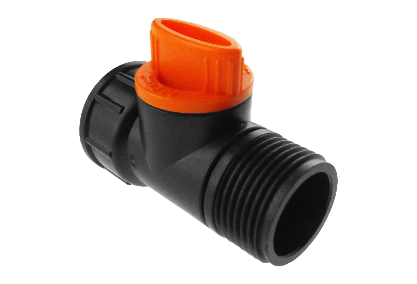 Tap Adapter with Valve 3/4in BSPM-F Black Orange for Drip Irrigation Fitting