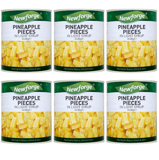 6 x Newforge Pineapple Pieces In Light Syrup 3035G
