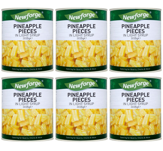 6 x Newforge Pineapple Slices In Light Syrup 3.05Kg