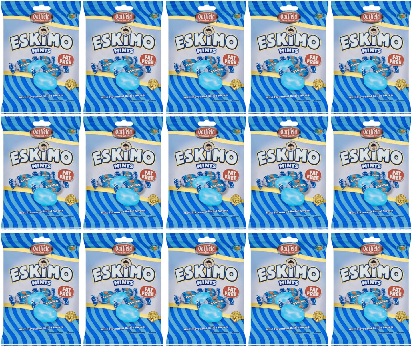 15 x Oatfield Eskimo Mint Flavoured Boiled Sweets 150G