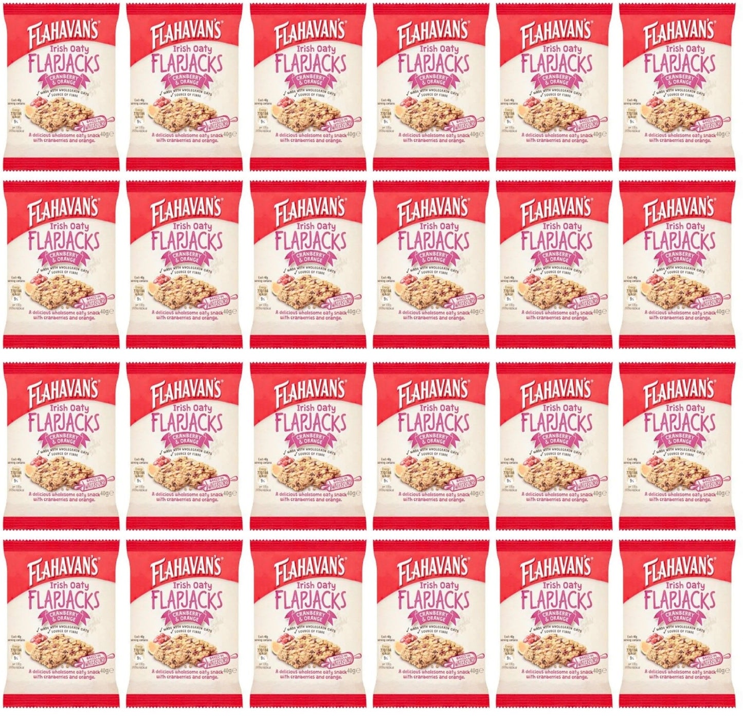 24 x Flahavan's Irish Oaty Flapjacks Cranberry & Orange 40G