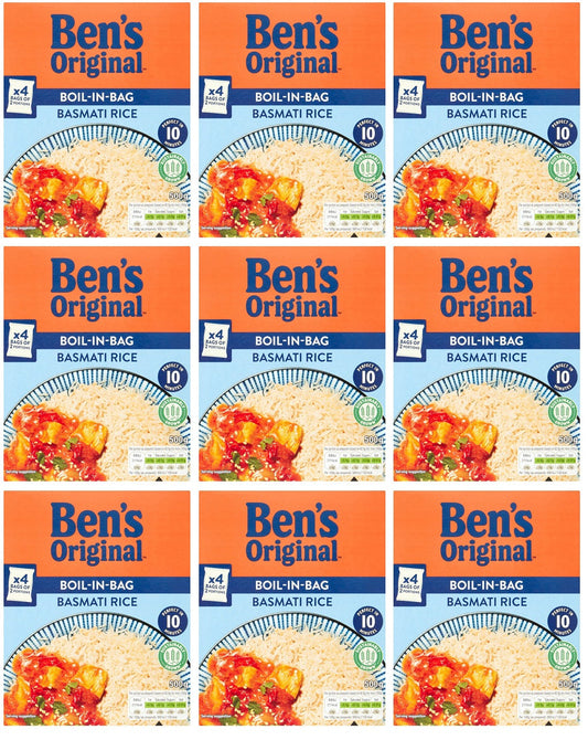 9 x Ben's Original Boil-In-Bag Basmati Rice 500G