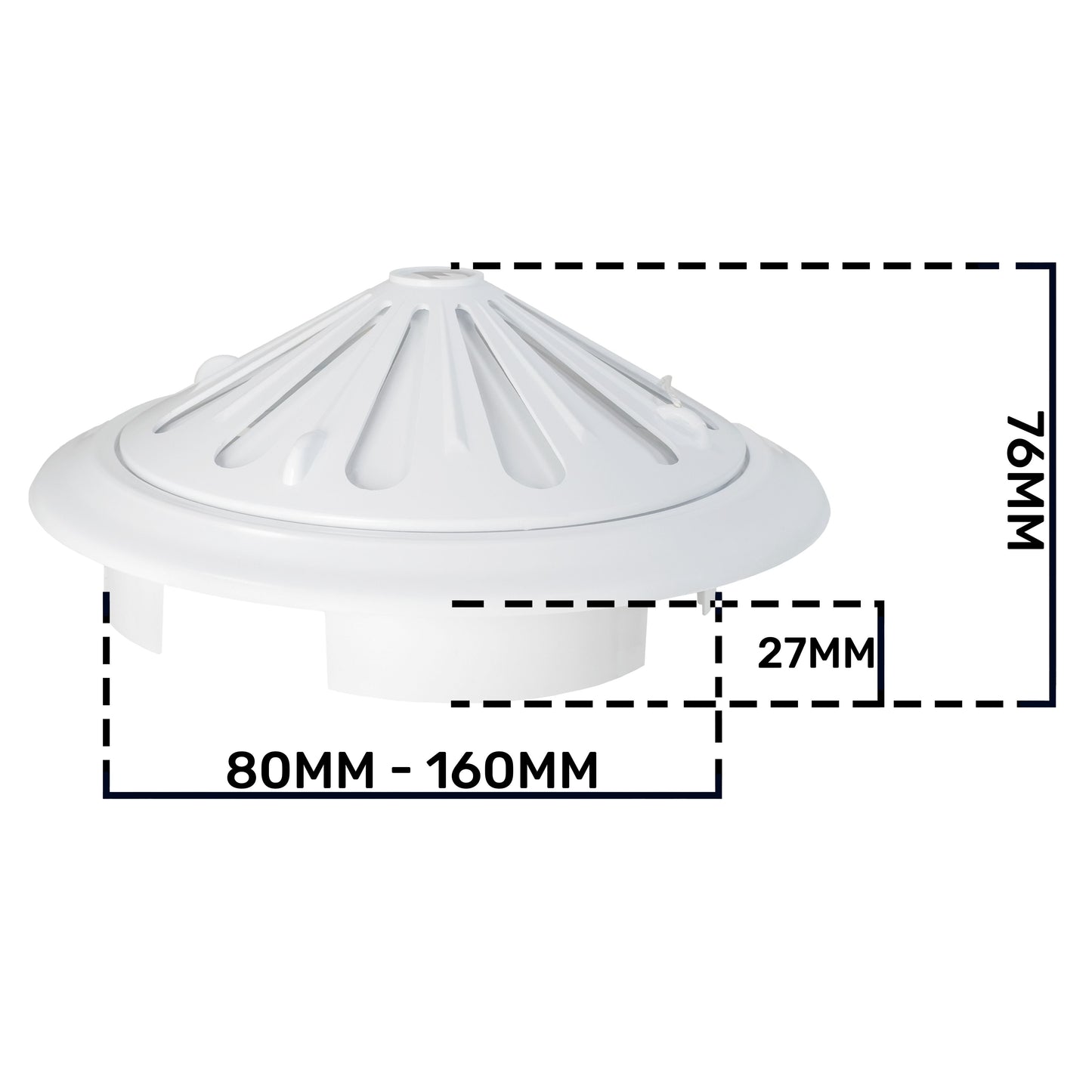 Adjustable Louvre Vent Round 80mm-160mm White