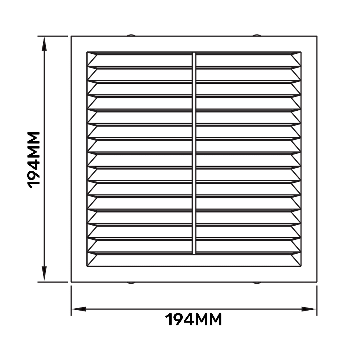 Louvre Vent D/195W 195mm X 195mm with Fly Screen for Home and Garden Use