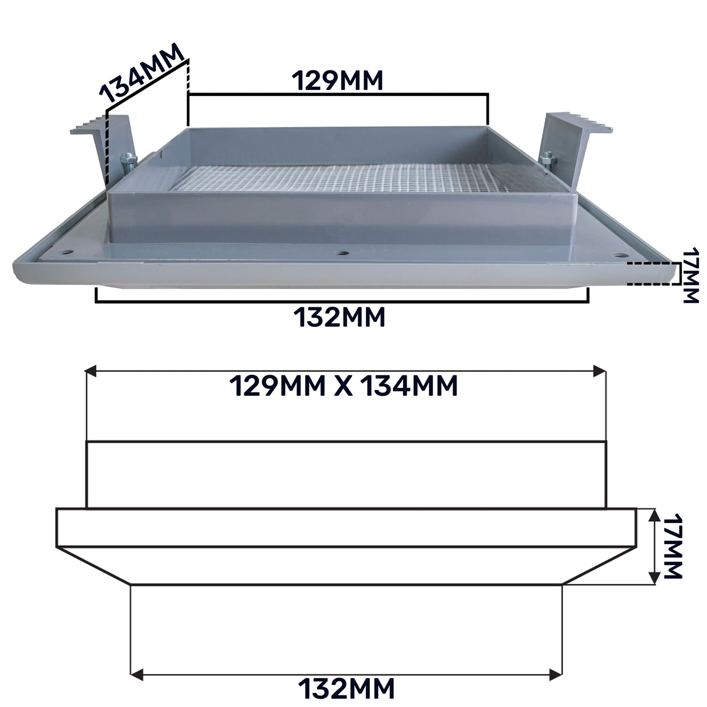 Louvre Vent Graphite Duo Smart 135G 135mm With Fly Mesh for Home and Garden Use
