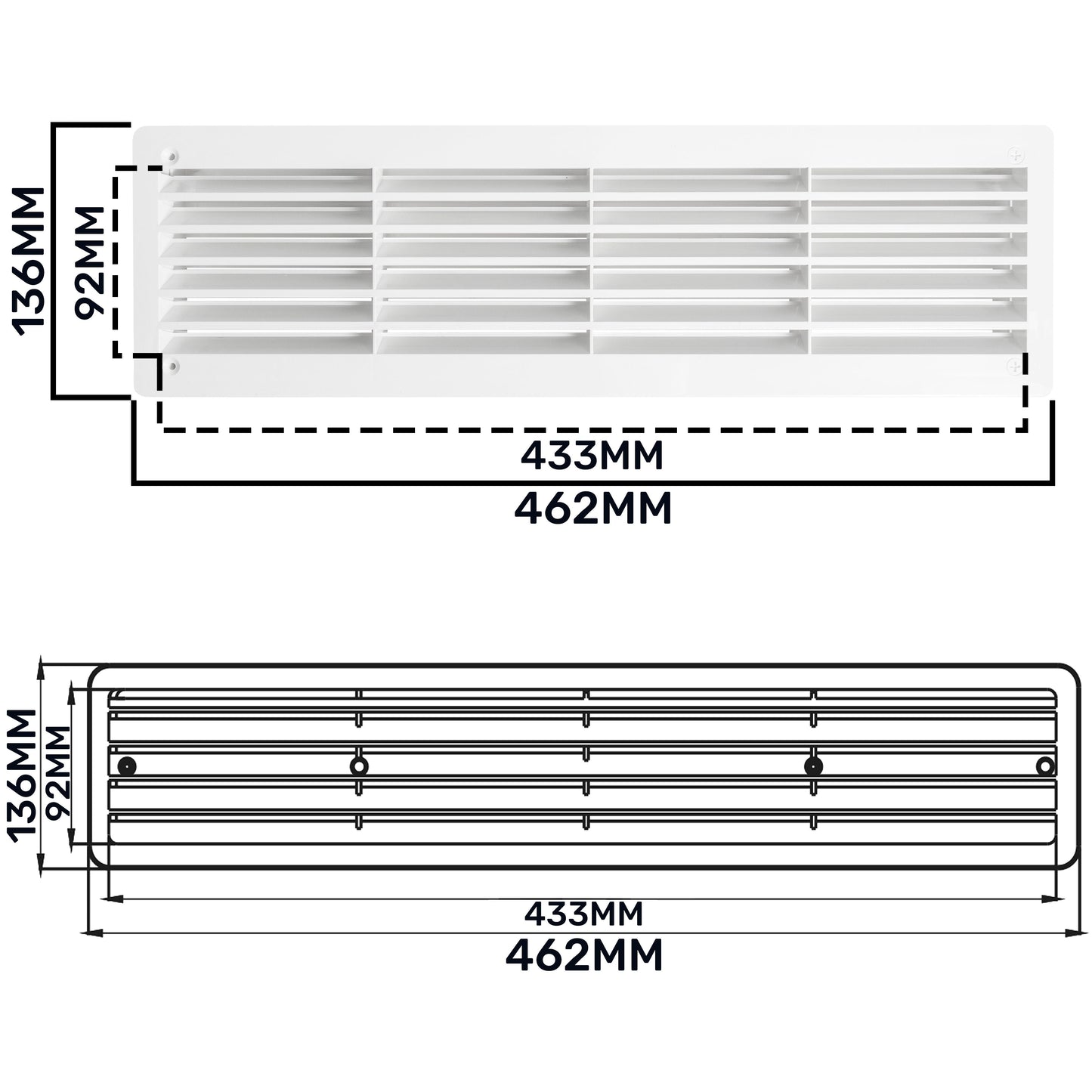 Door Louvre Vent KD 90mm-445mm DIY Tool Accessory Home and Garden Use