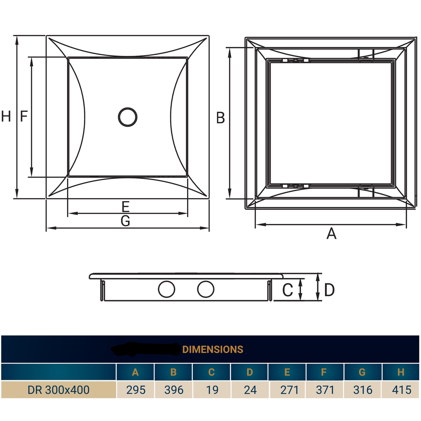 Access Panel Door PP, White 300mm x 400mm