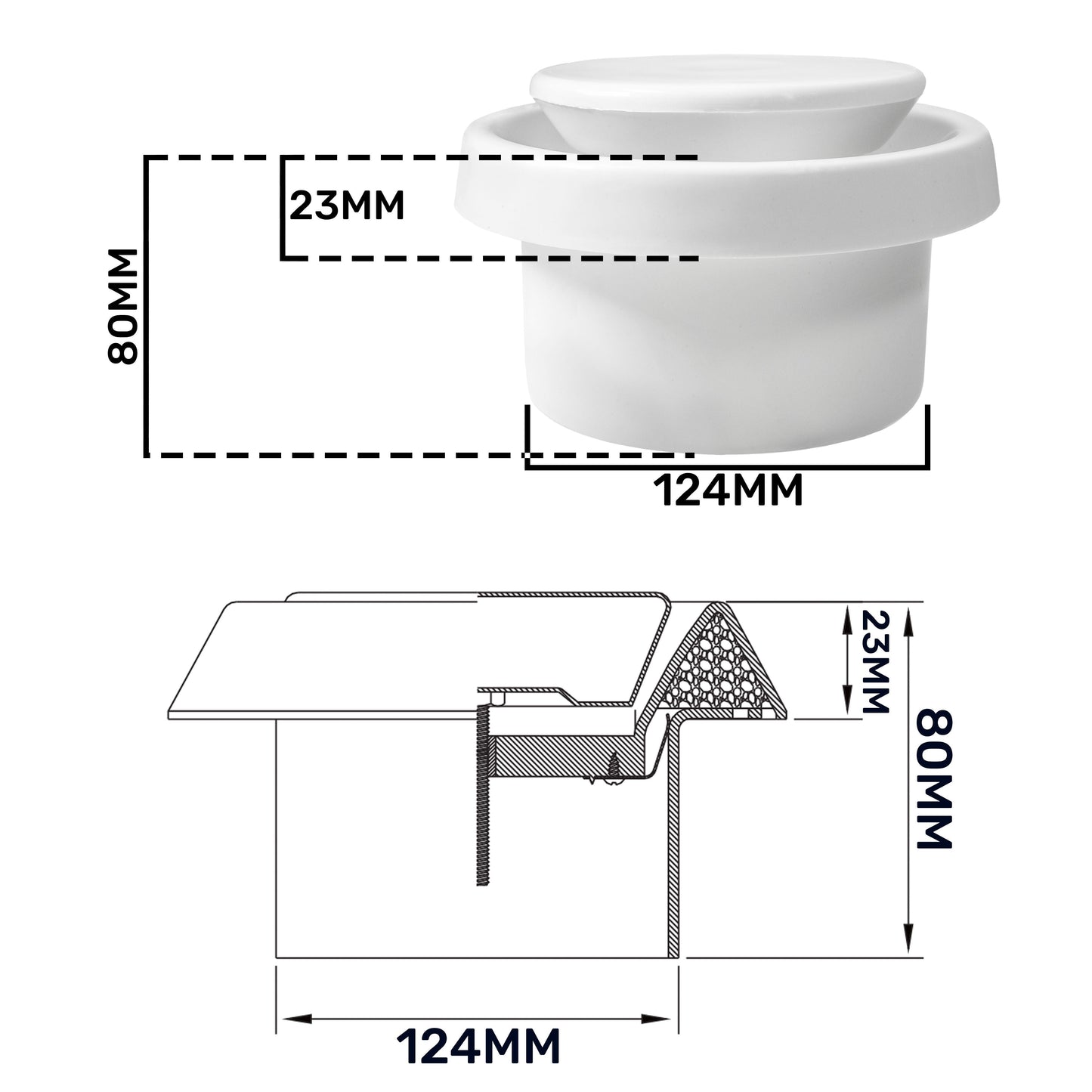 White ABS Extract Ceiling Valve 125mm Water Flow Control Home and Garden Use