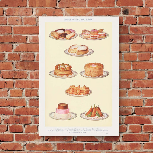 "Mrs Beeton's Sweets and Gateaux" on Framed Prints, Canvas, Framed Canvas, Acrylic or Print-only