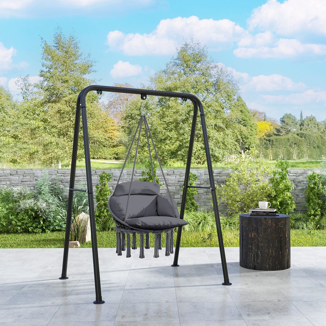 Outsunny Hammock Chair, Boho Hanging Swing Chair with Cushion
