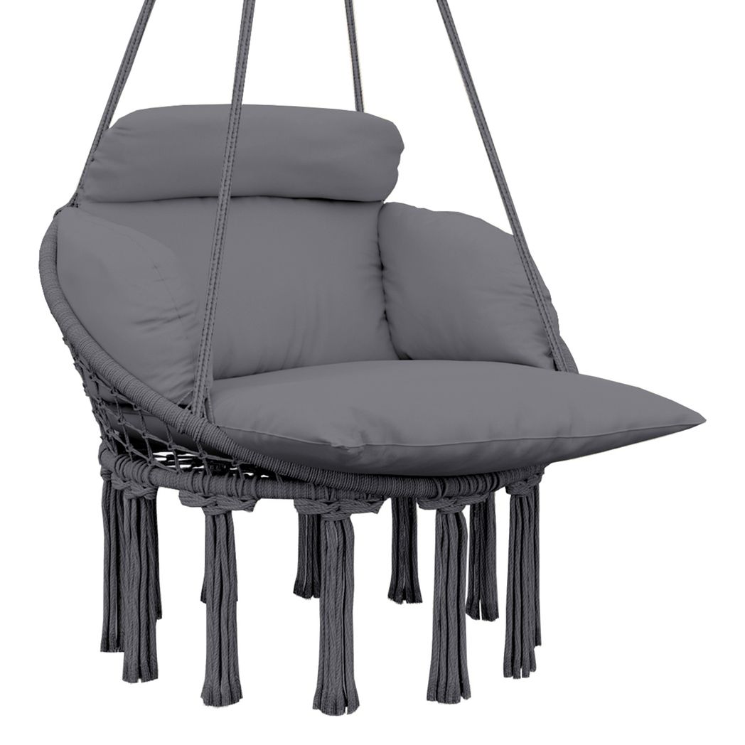 Outsunny Hammock Chair, Boho Hanging Swing Chair with Cushion