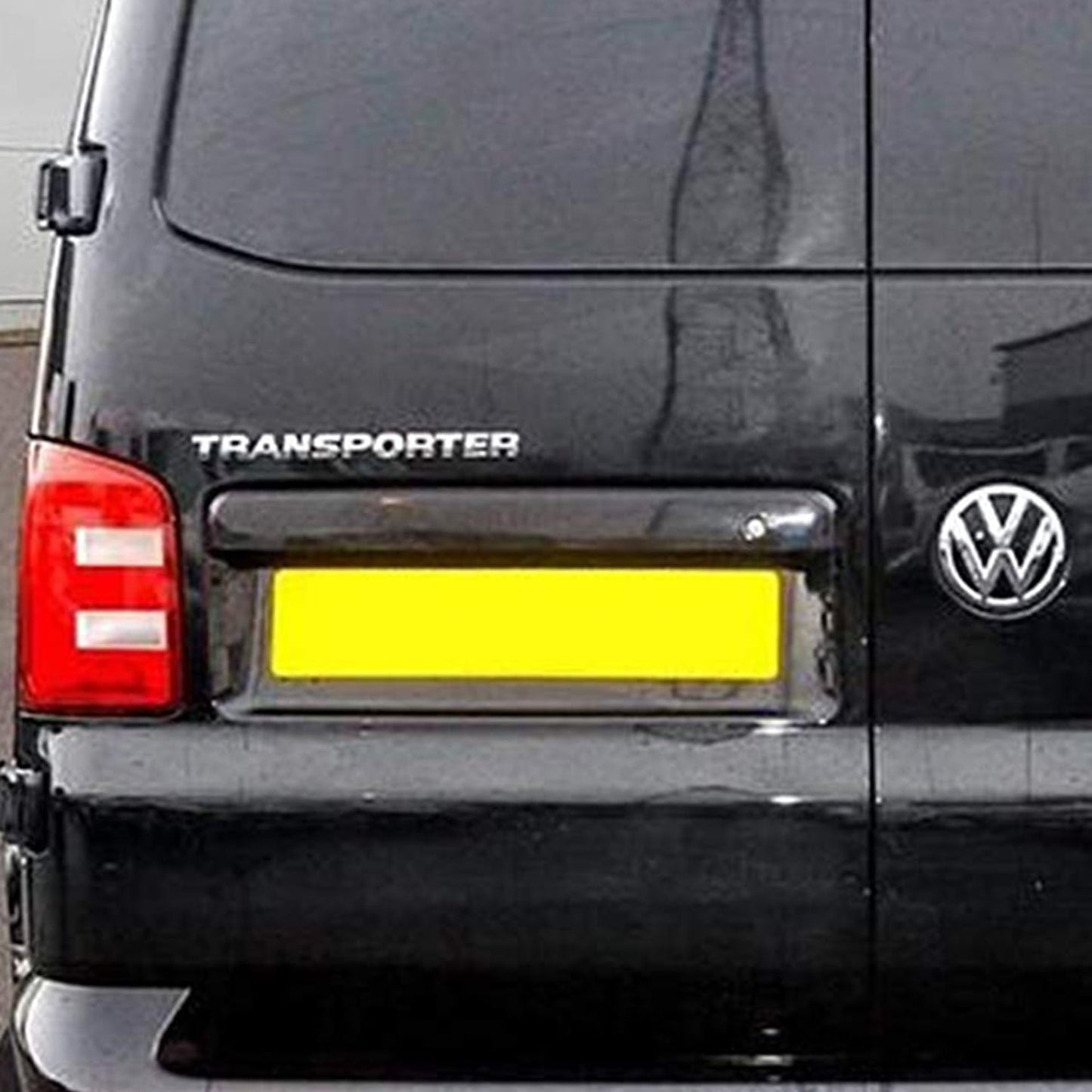 For VW T5/T5.1 Transporter Barn Door Number Plate Unit – Deep Black Painted Trim, Ready to Fit – Van-X