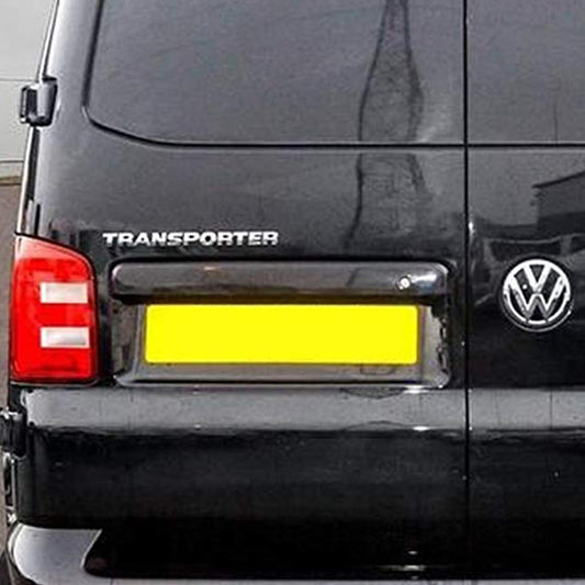 For VW T5/T5.1 Transporter Barn Door Number Plate Unit – Deep Black Painted Trim, Ready to Fit – Van-X