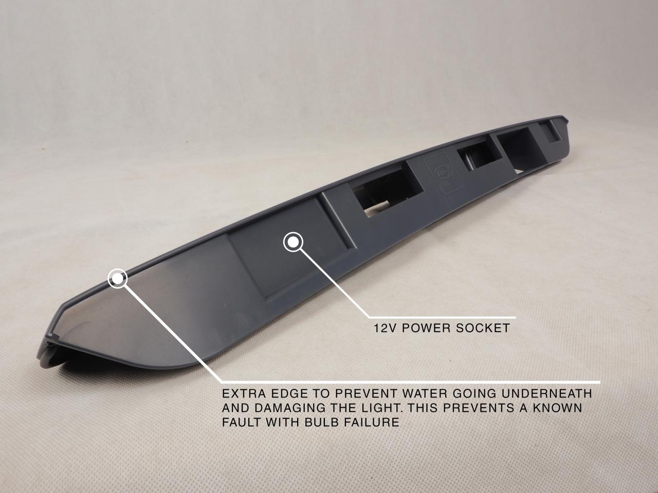For VW T6 Transporter Barn Door Number Plate Unit – Deep Black Painted Trim, Ready to Fit – Van-X