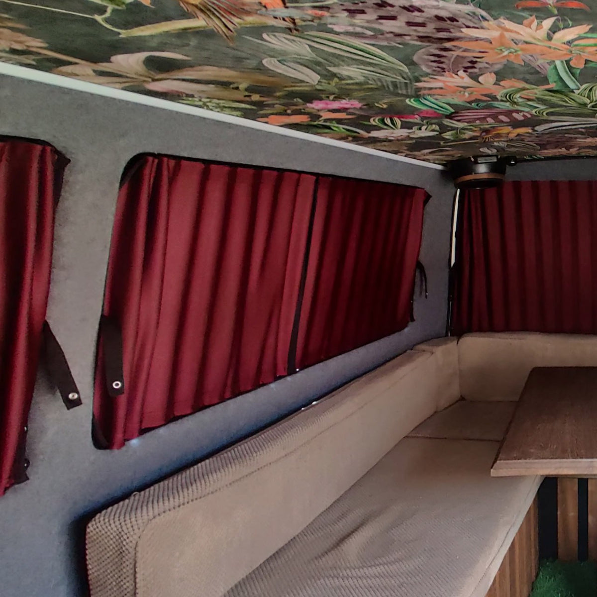 For VW Caddy Van Conversion Premium Window Curtains - Black/Burgundy - CREATE YOUR OWN BUNDLE! Van-X