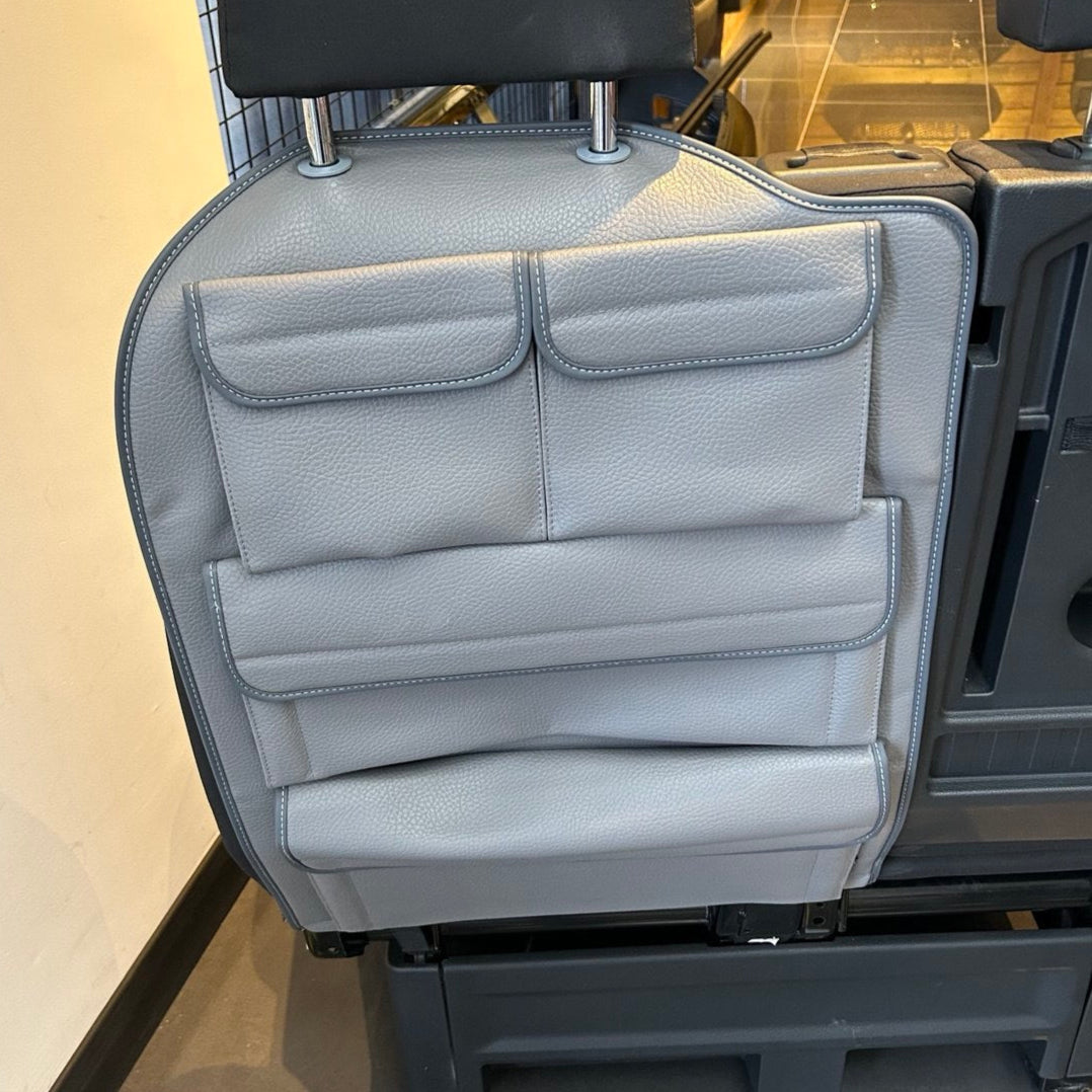 For New VW Crafter Left Side Double Passenger Seat Back Organiser | Dark Grey Leatherette Storage Pocket – Van-X