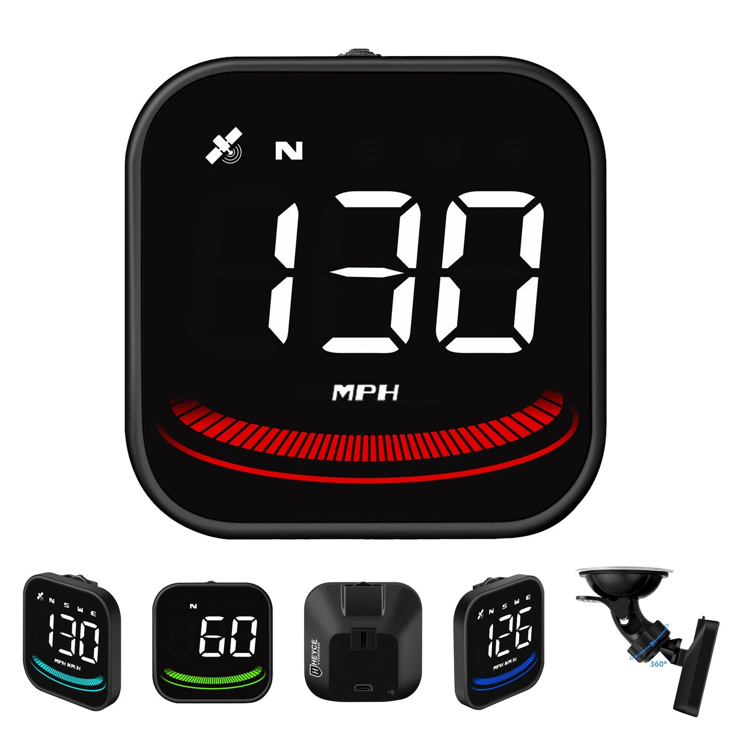 VisionX Car Head-Up Display, Smart Speedometer, MPH HUD with suction cup, overspeed fatigue alarm