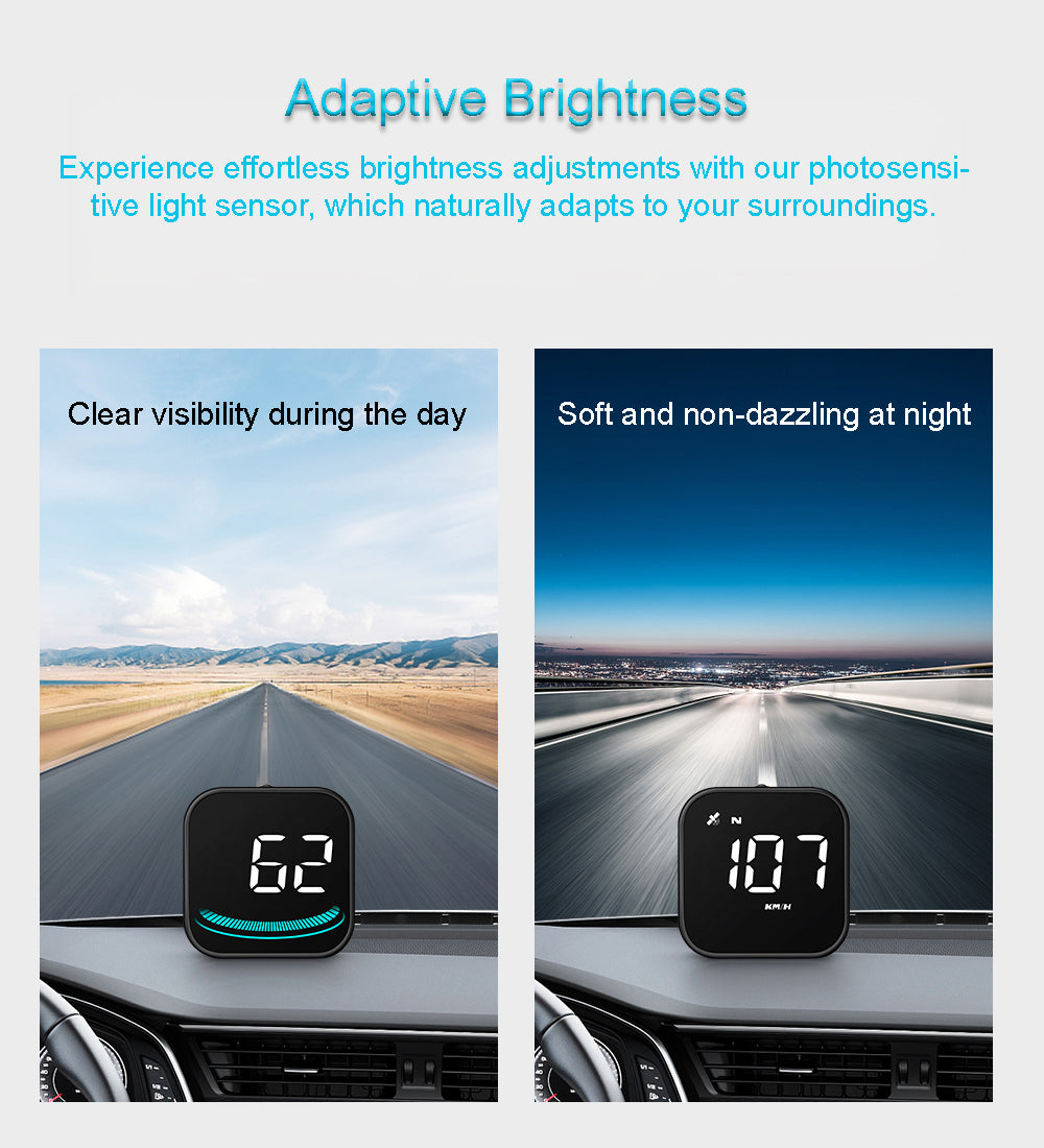 VisionX Car Head-Up Display, Smart Speedometer, MPH HUD with suction cup, overspeed fatigue alarm