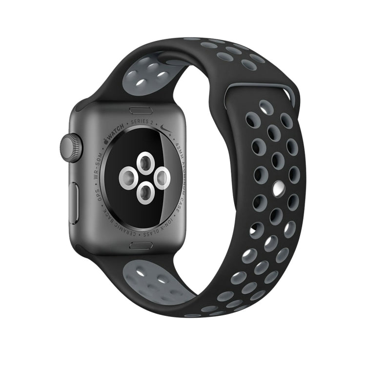 For Apple Watch Series 10 42mm / 9&8&7 41mm / SE 3&SE 2&6&SE&5&4 40mm / 3&2&1 38mm Fashionable Classical Silicone Sport Watch Band(Grey White)
