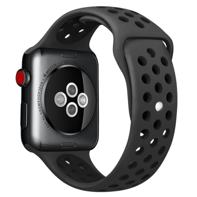 For Apple Watch Series 10 42mm / 9&8&7 41mm / SE 3&SE 2&6&SE&5&4 40mm / 3&2&1 38mm Fashionable Classical Silicone Sport Watch Band(Grey White), WA1230A, WA1230B, WA1230BG, WA1230BH, WA1230BL, WA1230BM, WA1230BR, WA1230BY, WA1230C, WA1230D, WA1230DW    ...