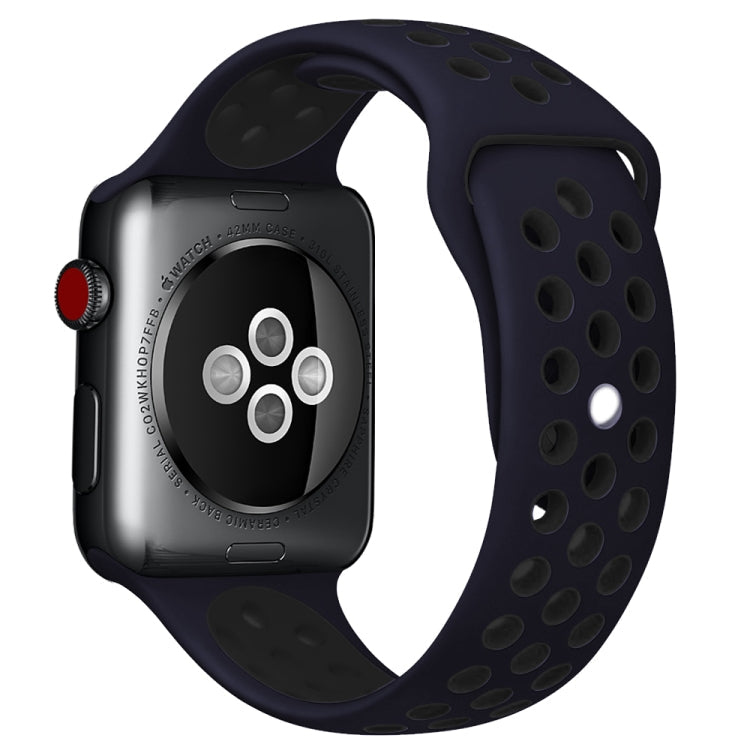 For Apple Watch Series 10 42mm / 9&8&7 41mm / SE 3&SE 2&6&SE&5&4 40mm / 3&2&1 38mm Fashionable Classical Silicone Sport Watch Band(Grey White)