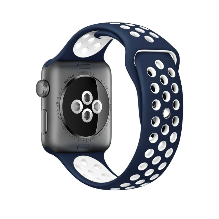 For Apple Watch Series 10 42mm / 9&8&7 41mm / SE 3&SE 2&6&SE&5&4 40mm / 3&2&1 38mm Fashionable Classical Silicone Sport Watch Band(Grey White)