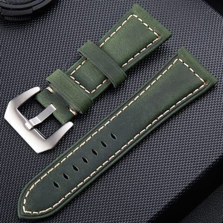Crazy Horse Layer Frosted Silver Buckle Watch Leather Watch Band, Size: 20mm