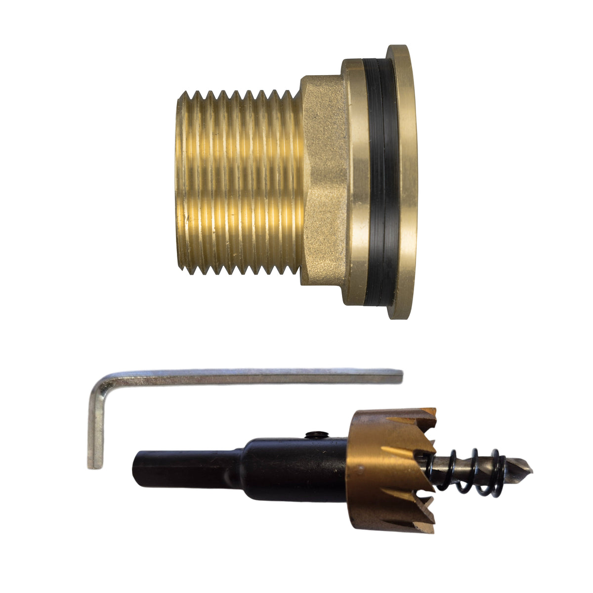 Water Butt Brass 3/4in BSP Male - 1/2in BSP Female and Drill Bit Water Connector