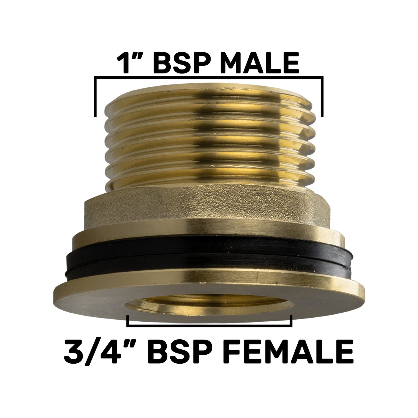 Water Butt Brass 1in BSP Male - 3/4in BSP Female and Drill Bit Hose Pipe Fitting
