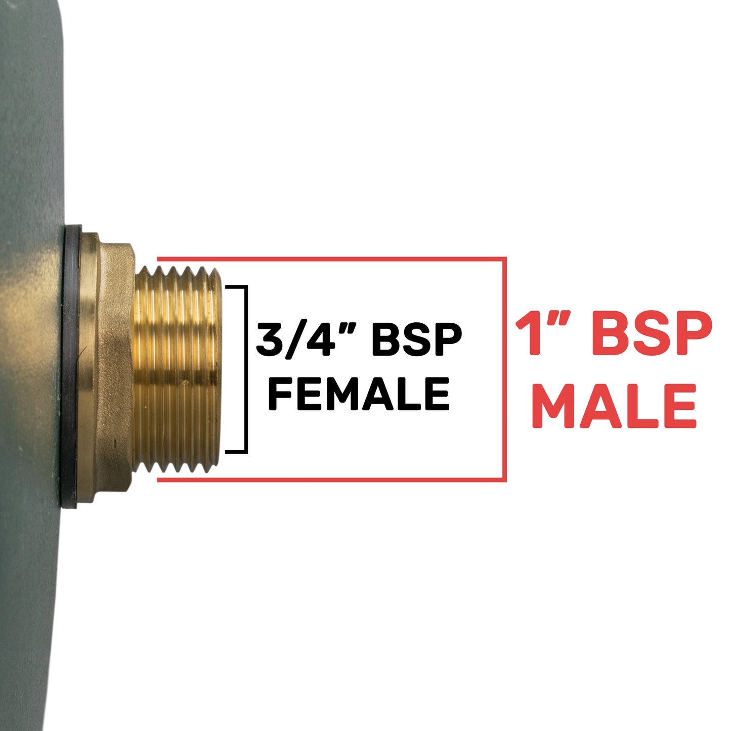 Water Butt Brass 1in BSP Male - 3/4in BSP Female and Drill Bit Hose Pipe Fitting