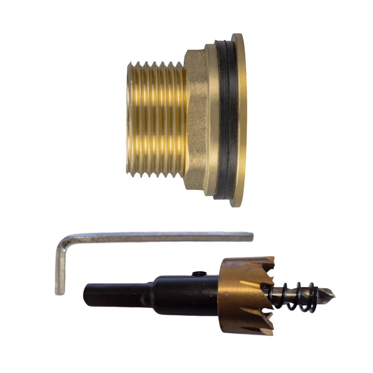 Water Butt Brass 1in BSP Male - 3/4in BSP Female and Drill Bit Hose Pipe Fitting